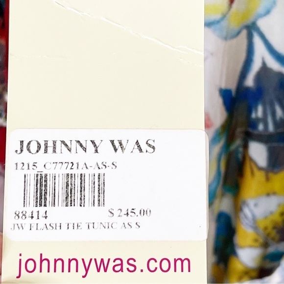 Johnny Was Floral Multicolor Flash Tie 3/4-Sleeve Printed Tunic Top Small NWT - Picture 5 of 8